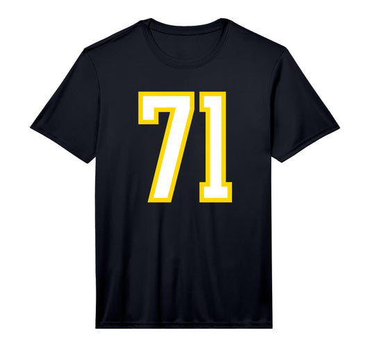 Yellow White Sports Team Number 71 T-Shirt - Custom Art Print for Adults - T-Shirt, Sweatshirt, Hoodie