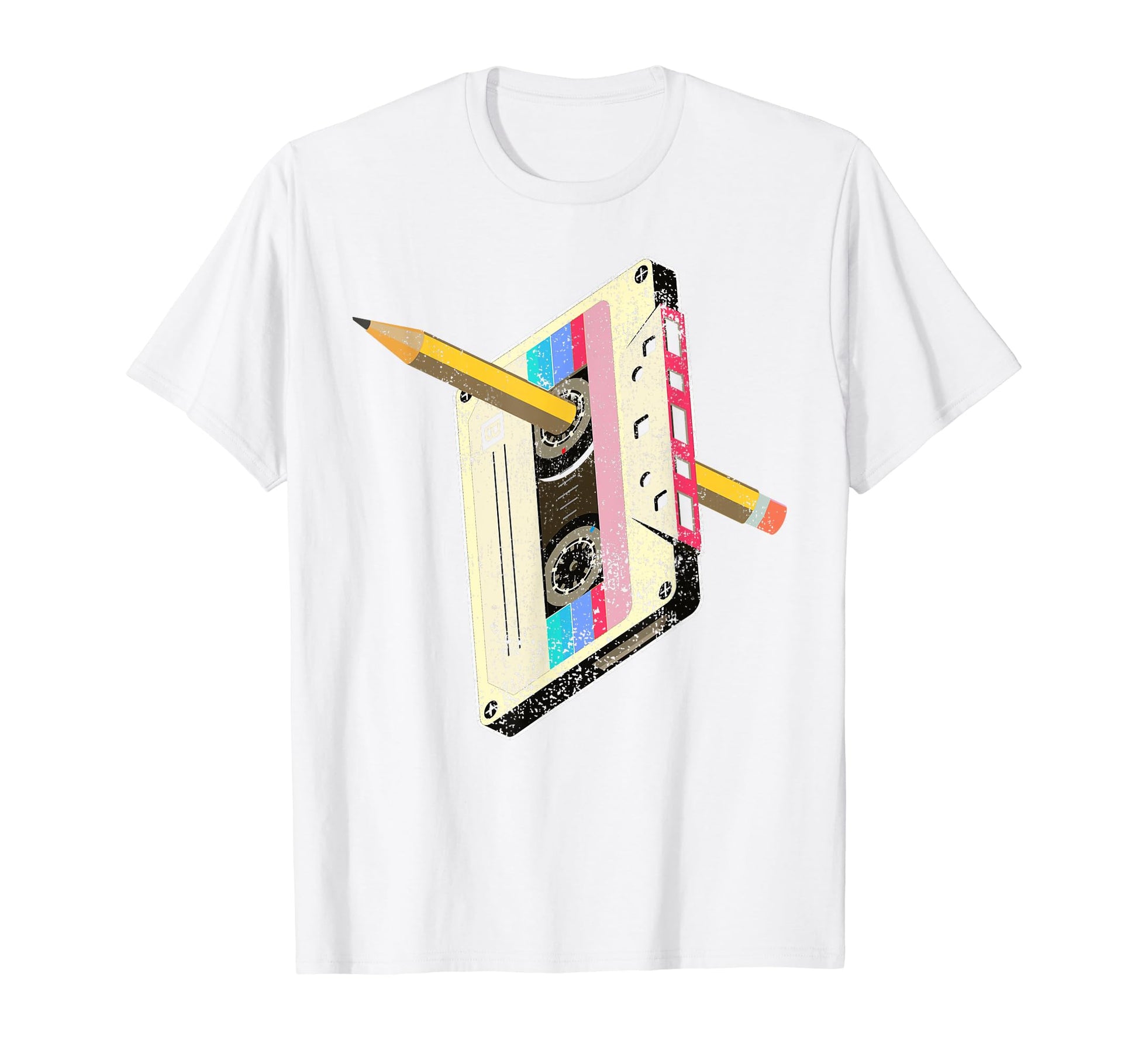 80S Cassette Tape Pencil Rewind T-Shirt - Aesthetic Graphic Men Women - T-Shirt, Sweatshirt, Hoodie