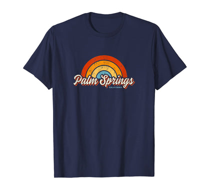 Palm Springs California Ca Rainbow 70S T-Shirt - Minimalist Print Men Women - T-Shirt, Sweatshirt, Hoodie