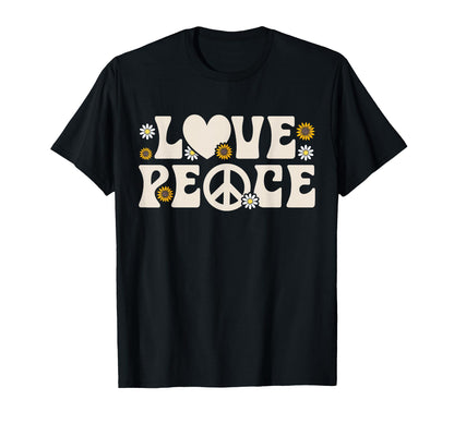 Hippie Love Peace 70S Daisy T-Shirt - Streetwear Style for Adults - T-Shirt, Sweatshirt, Hoodie