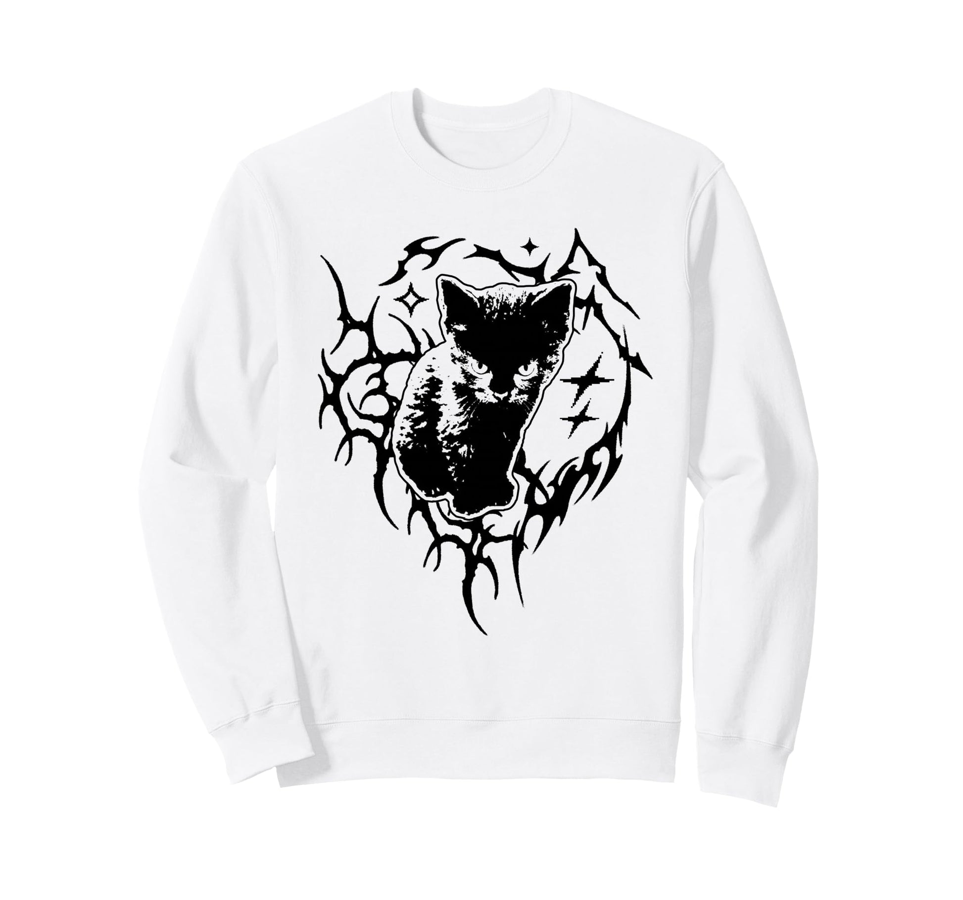 Y2K Cat Emo Goth 90S 2000S Grunge Sweatshirt - Custom Art Print for Adults - T-Shirt, Sweatshirt, Hoodie