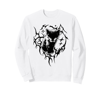 Y2K Cat Emo Goth 90S 2000S Grunge Sweatshirt - Custom Art Print for Adults - T-Shirt, Sweatshirt, Hoodie