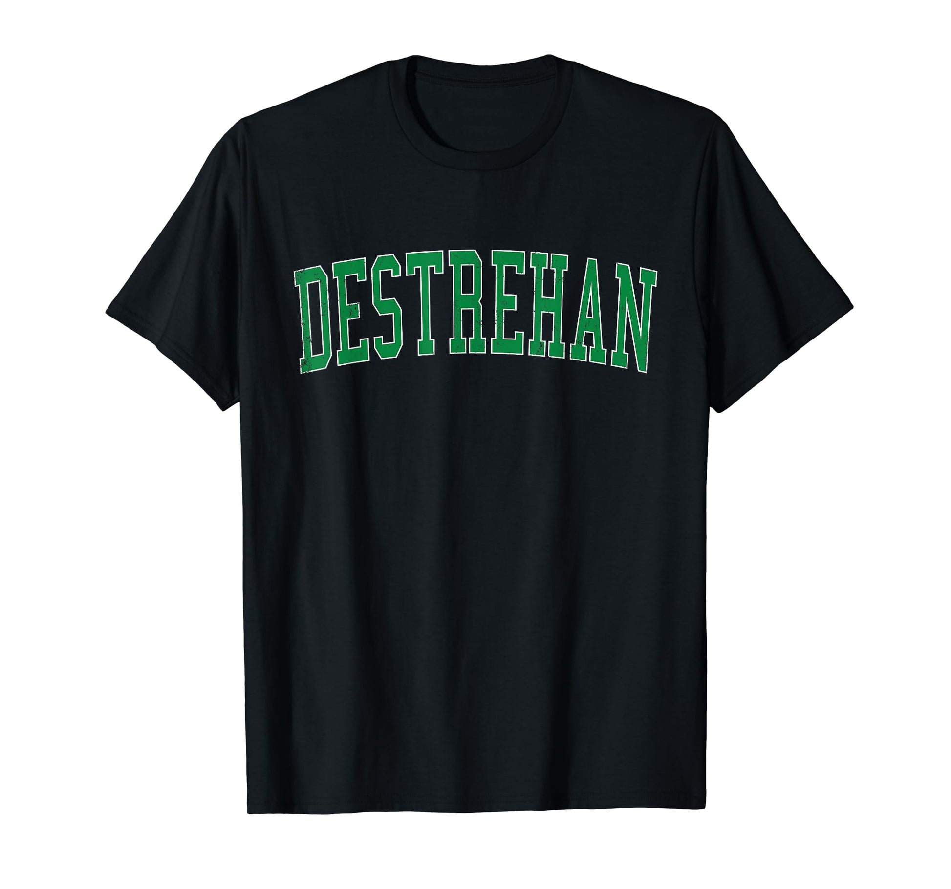 Destrehan La Distressed Green Varsity T-Shirt - Aesthetic Graphic Men Women - T-Shirt, Sweatshirt, Hoodie