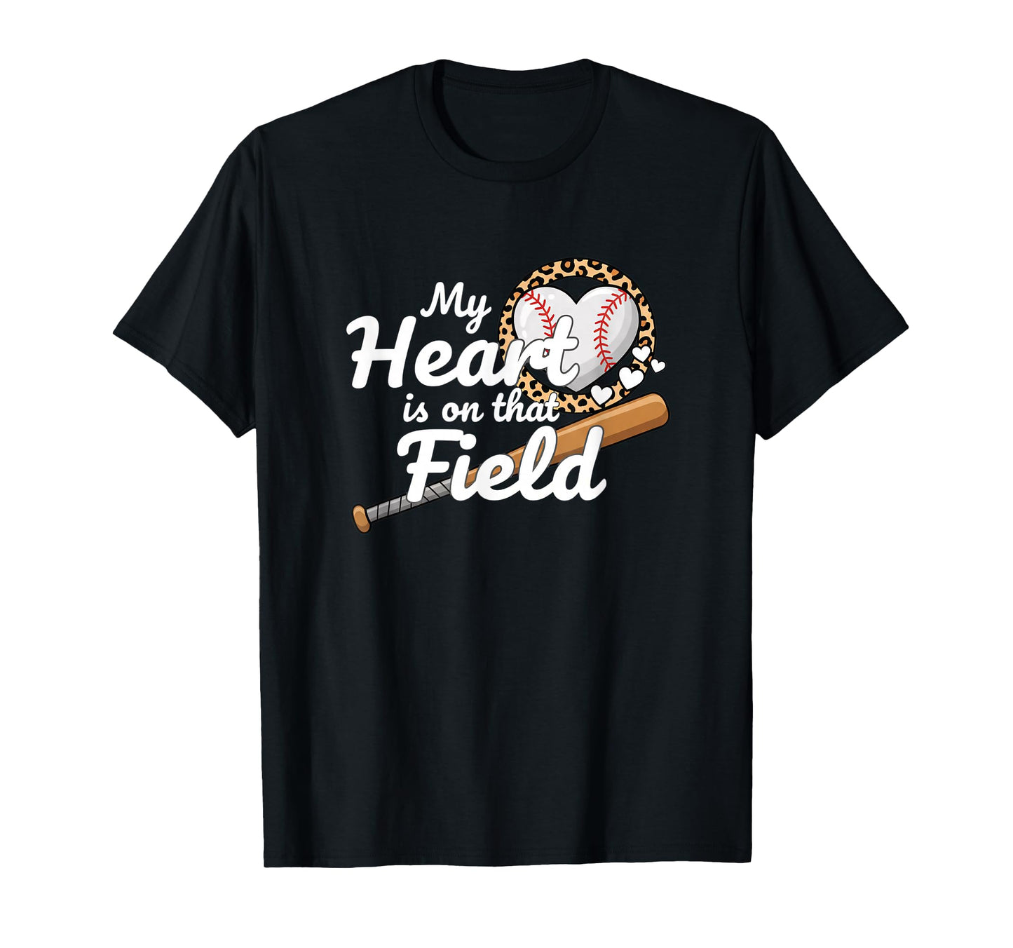 My Heart Is That Baseball Mom Leopard Heart T-Shirt - Graphic Print Unisex - T-Shirt, Sweatshirt, Hoodie