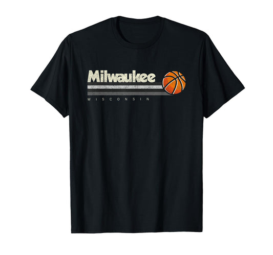Basketball Milwaukee B Ball Stripes T-Shirt - Trendy Graphic Men Women - T-Shirt, Sweatshirt, Hoodie