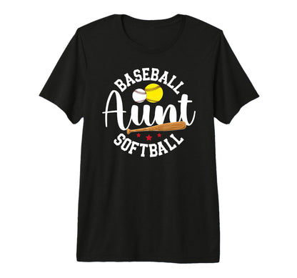 Baseball Softball Aunt Softball Baseball T-Shirt - Unique Graphic Unisex - T-Shirt, Sweatshirt, Hoodie