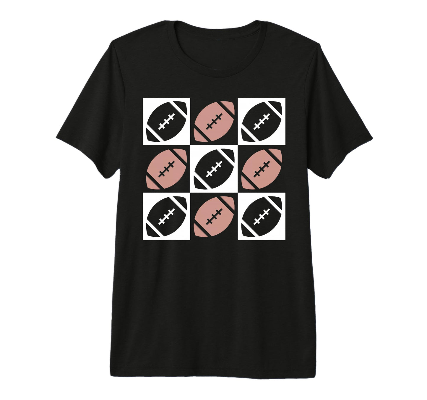 Checkered Football Football Mom Game T-Shirt - Minimalist Print for Adults - T-Shirt, Sweatshirt, Hoodie