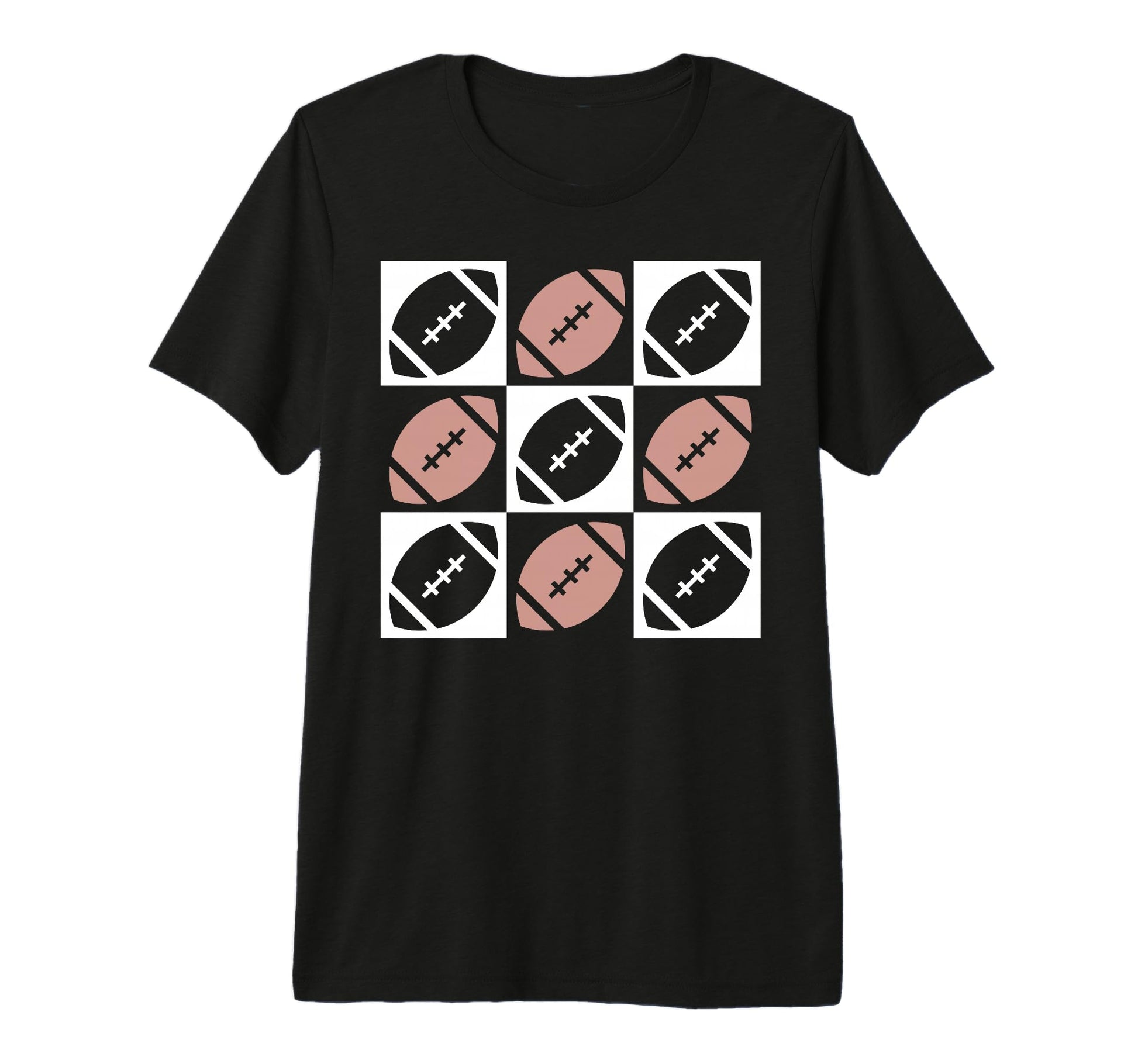 Checkered Football Football Mom Game T-Shirt - Minimalist Print for Adults - T-Shirt, Sweatshirt, Hoodie