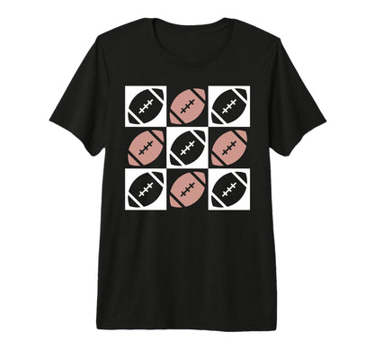 Checkered Football Football Mom Game T-Shirt - Minimalist Print for Adults - T-Shirt, Sweatshirt, Hoodie