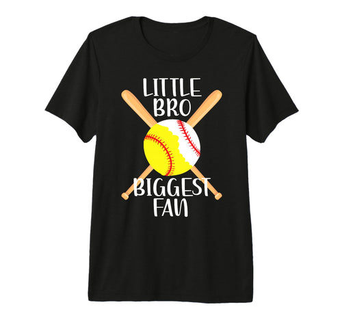 Little Bro Biggest Fan Softball T-Shirt - Fun Novelty Design for Adults - T-Shirt, Sweatshirt, Hoodie