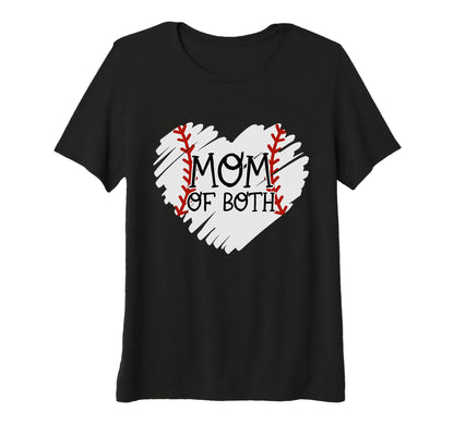 Womens Mom Both Softball Baseball Mama T-Shirt - Unique Graphic Unisex - T-Shirt, Sweatshirt, Hoodie