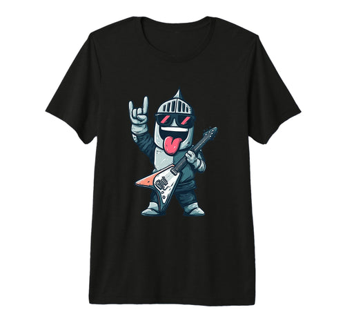 Funny Cartoon Knight Guitar Player T-Shirt - Streetwear Style for Adults - T-Shirt, Sweatshirt, Hoodie
