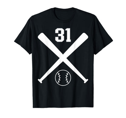 Baseball Softball Number 31 T-Shirt - Aesthetic Graphic for Adults - T-Shirt, Sweatshirt, Hoodie