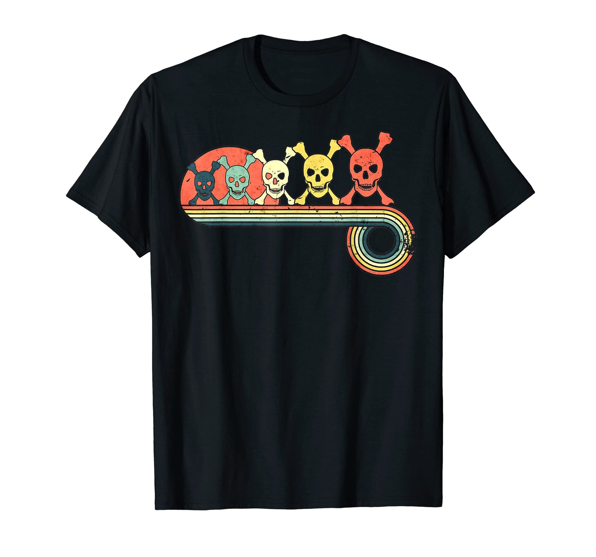 Skull Bones Sunset Rainbow T-Shirt - Unique Graphic Unisex - T-Shirt, Sweatshirt, Hoodie