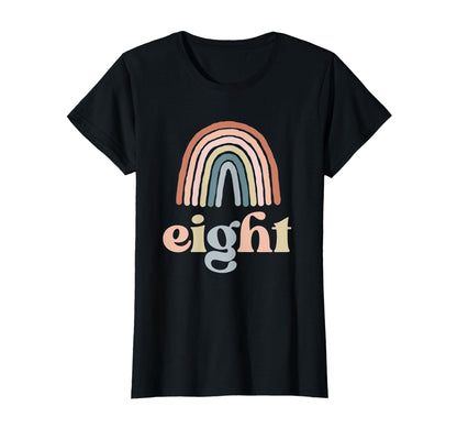 Eight Year Old Birthday Boho Rainbow T-Shirt - Aesthetic Graphic Men Women - T-Shirt, Sweatshirt, Hoodie
