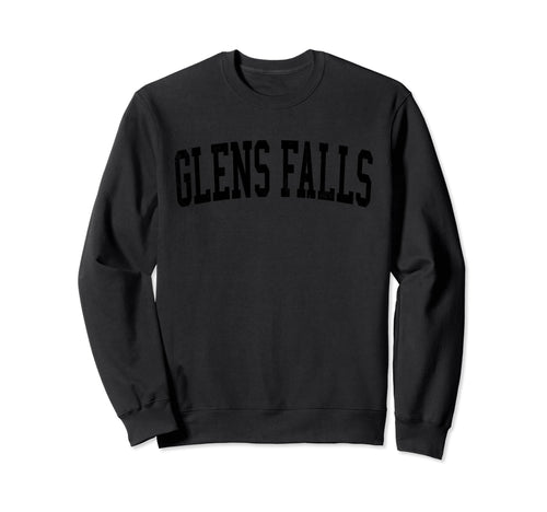 Glens Falls Ny Distressed Black Sweatshirt - Minimalist Print Men Women - T-Shirt, Sweatshirt, Hoodie