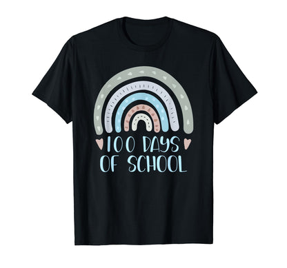 100 Days School Teacher Student Rainbow T-Shirt - Trendy Graphic for Adults - T-Shirt, Sweatshirt, Hoodie