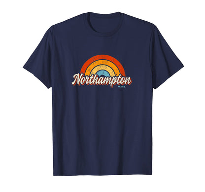 Northampton Massachusetts Ma Rainbow 70S T-Shirt - Graphic Print for Adults - T-Shirt, Sweatshirt, Hoodie