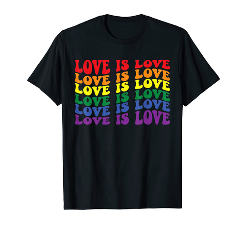 Love Is Love Rainbow Groovy Lgbt T-Shirt - Aesthetic Graphic Men Women - T-Shirt, Sweatshirt, Hoodie