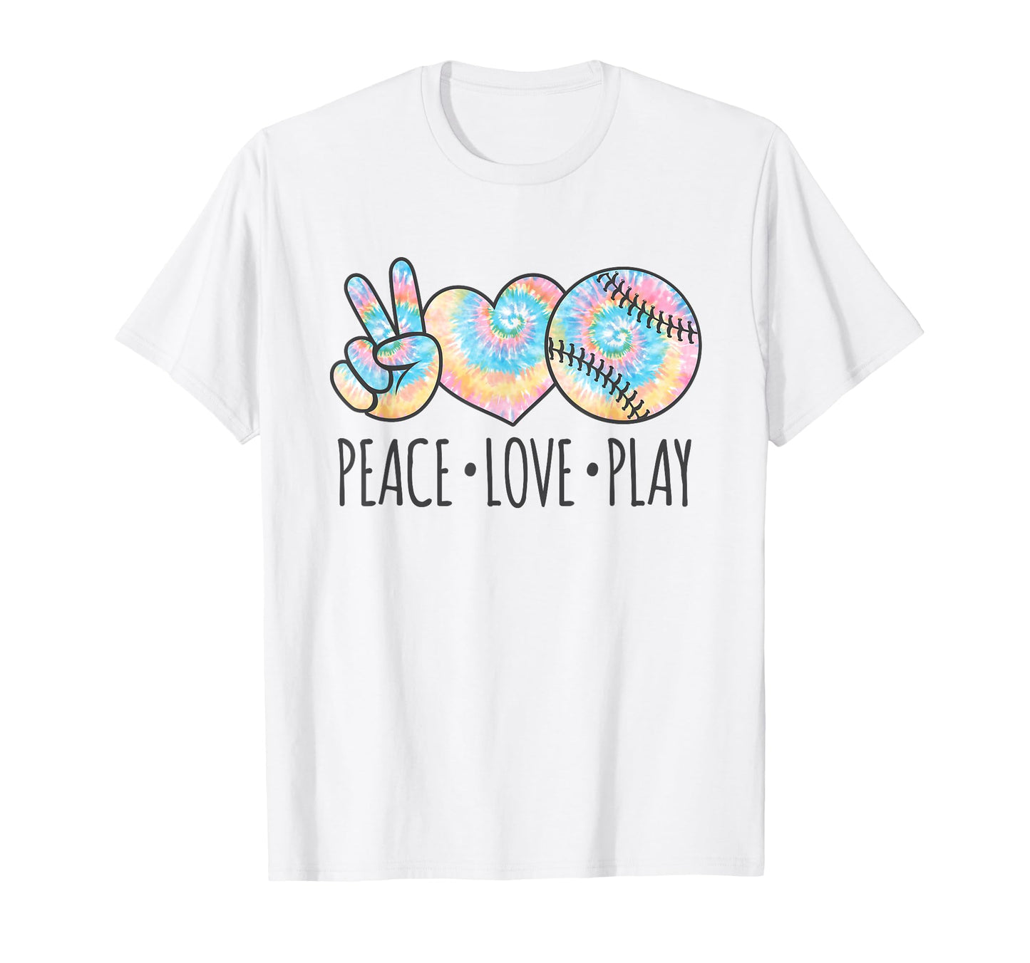 Tie Dye Softball Teen Peace Love T-Shirt - Fun Novelty Design for Adults - T-Shirt, Sweatshirt, Hoodie