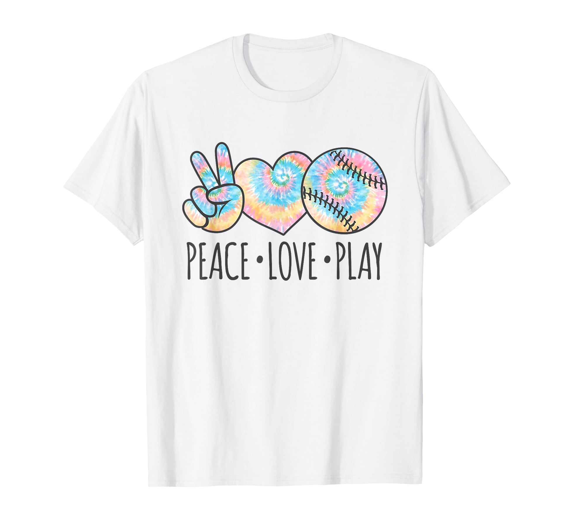 Tie Dye Softball Teen Peace Love T-Shirt - Fun Novelty Design for Adults - T-Shirt, Sweatshirt, Hoodie