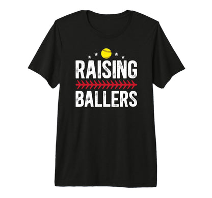 Mens Raising Ballers Softball Dad T-Shirt - Minimalist Print for Adults - T-Shirt, Sweatshirt, Hoodie