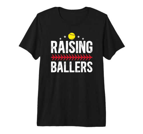 Mens Raising Ballers Softball Dad T-Shirt - Minimalist Print for Adults - T-Shirt, Sweatshirt, Hoodie