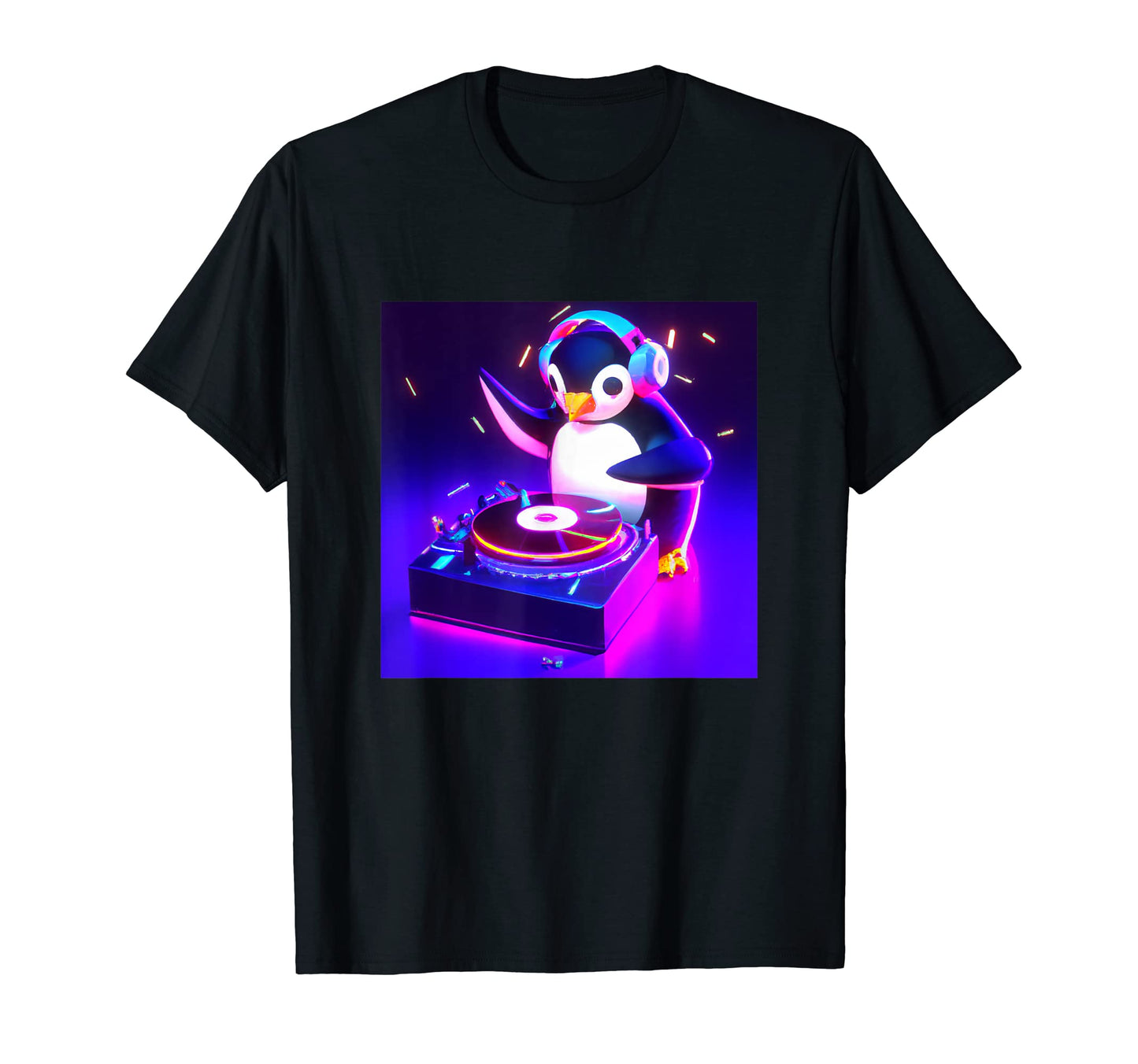 Penguin Vaporwave Dj Aesthetic T-Shirt - Graphic Print for Adults - T-Shirt, Sweatshirt, Hoodie