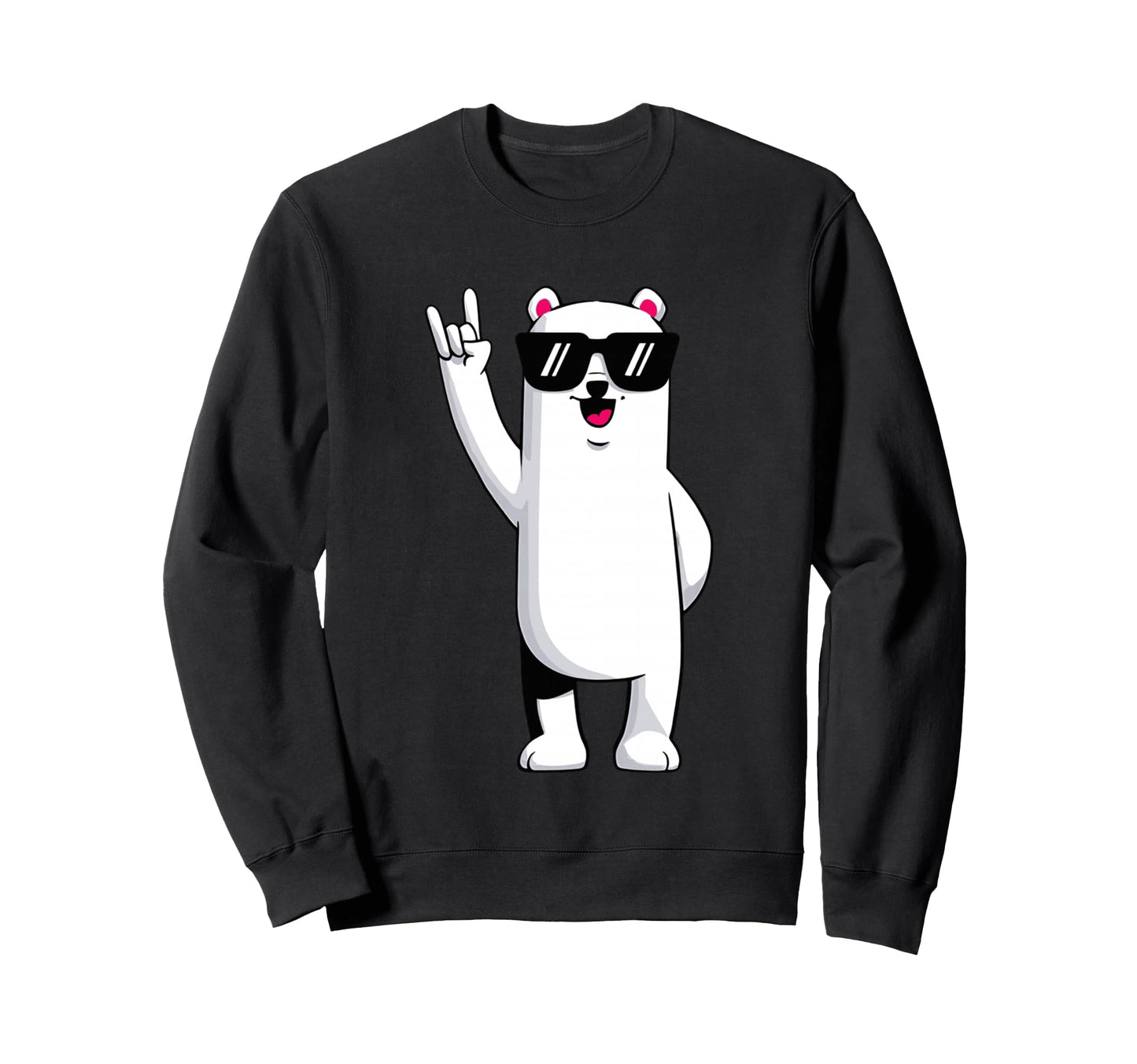 Polar Bear Rock Hand Sign Punk Sweatshirt - Novelty Apparel Men Women - T-Shirt, Sweatshirt, Hoodie
