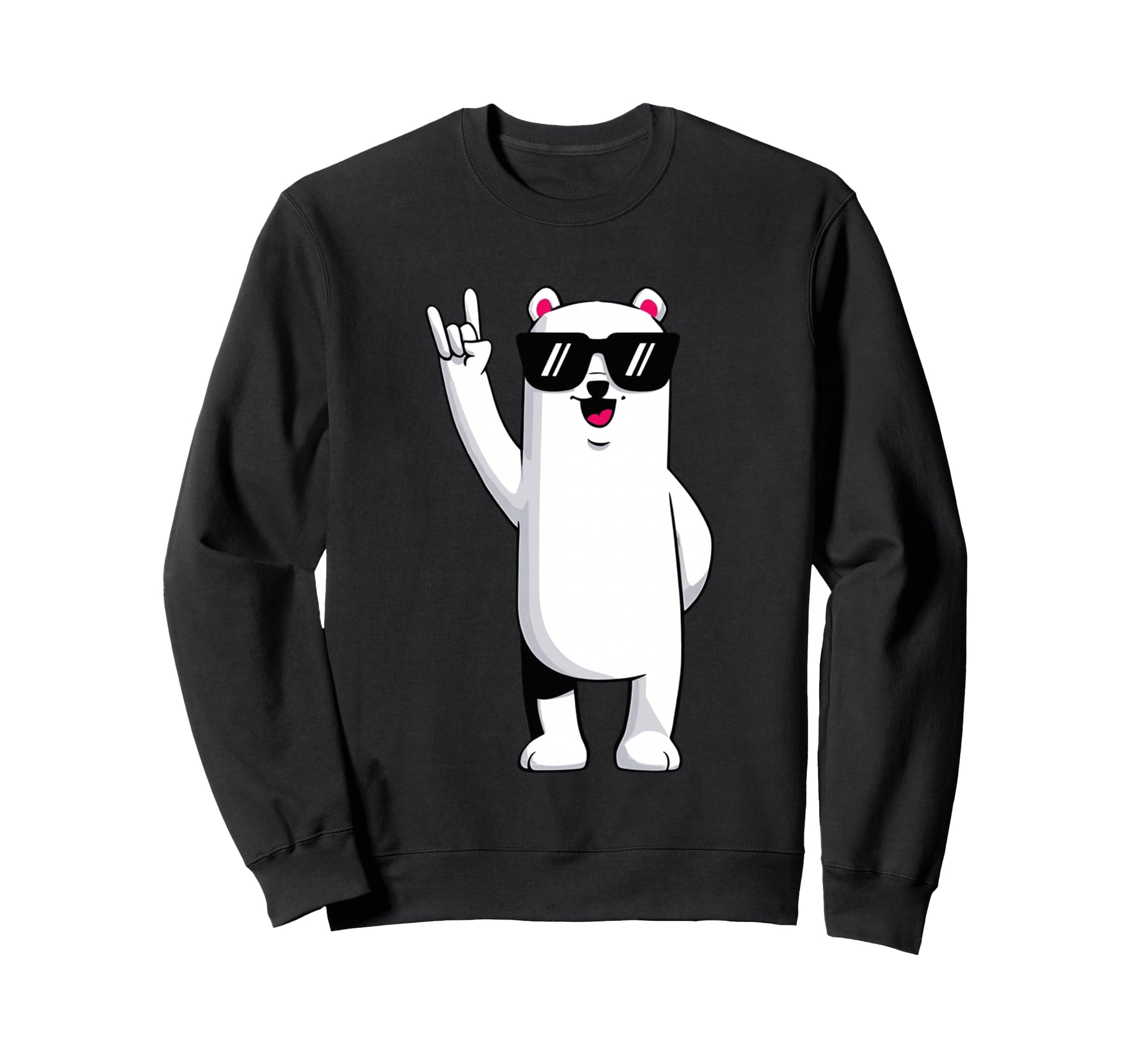 Polar Bear Rock Hand Sign Punk Sweatshirt - Novelty Apparel Men Women - T-Shirt, Sweatshirt, Hoodie