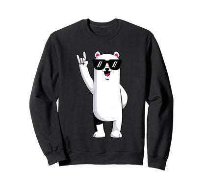 Polar Bear Rock Hand Sign Punk Sweatshirt - Novelty Apparel Men Women - T-Shirt, Sweatshirt, Hoodie