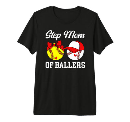 Step Mom Ballers Baseball Softball T-Shirt - Custom Art Print for Adults - T-Shirt, Sweatshirt, Hoodie