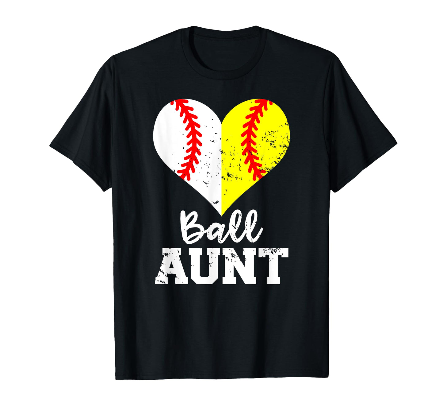 Ball Aunt Heart Funny Baseball T-Shirt - Casual Everyday Wear Men Women - T-Shirt, Sweatshirt, Hoodie