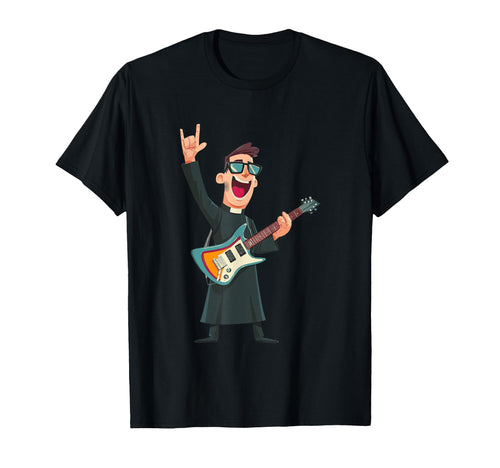 Rockstar Priest Sunglasses Electric Guitar T-Shirt - Unique Graphic Unisex - T-Shirt, Sweatshirt, Hoodie