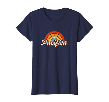 Pacifica California Ca Rainbow 70S T-Shirt - Fun Novelty Design Men Women - T-Shirt, Sweatshirt, Hoodie