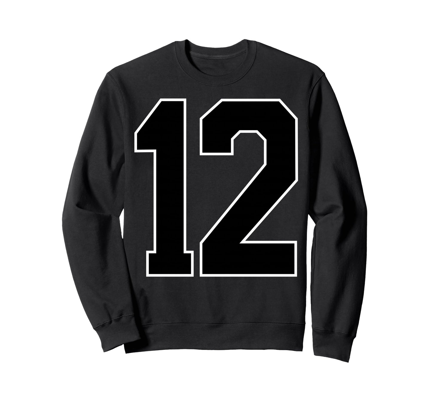 Black Sports Team Number 12 Fan Sweatshirt - Streetwear Style Men Women - T-Shirt, Sweatshirt, Hoodie