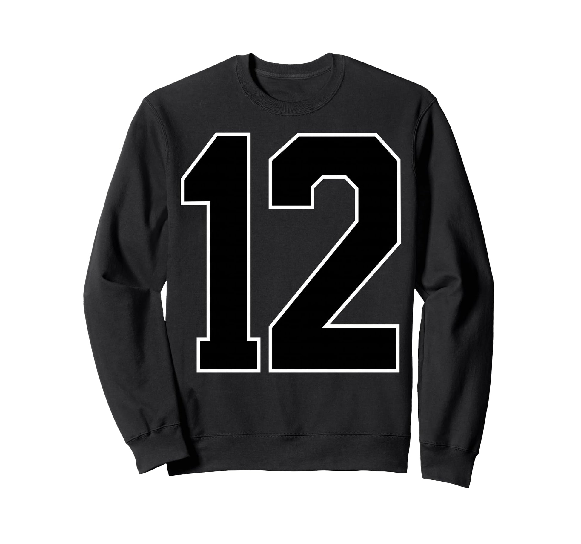 Black Sports Team Number 12 Fan Sweatshirt - Streetwear Style Men Women - T-Shirt, Sweatshirt, Hoodie