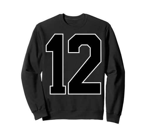 Black Sports Team Number 12 Fan Sweatshirt - Streetwear Style Men Women - T-Shirt, Sweatshirt, Hoodie