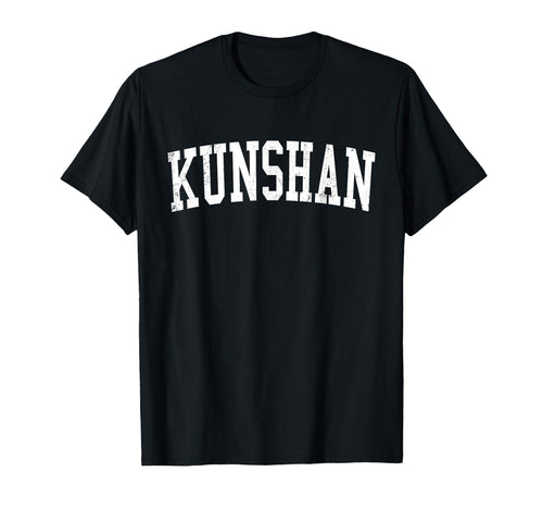 Kunshan China Distressed White Varsity T-Shirt - Fun Novelty Design Unisex - T-Shirt, Sweatshirt, Hoodie