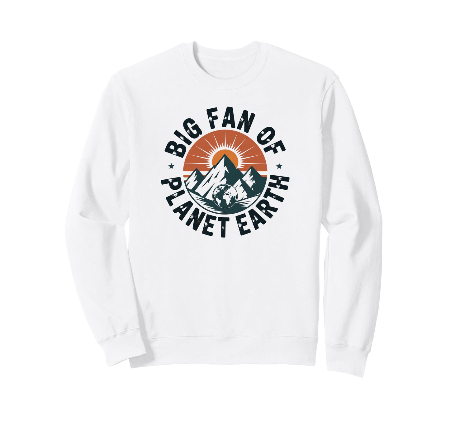 Big Fan Planet Earth 70S Rainbow Sweatshirt - Aesthetic Graphic Unisex - T-Shirt, Sweatshirt, Hoodie