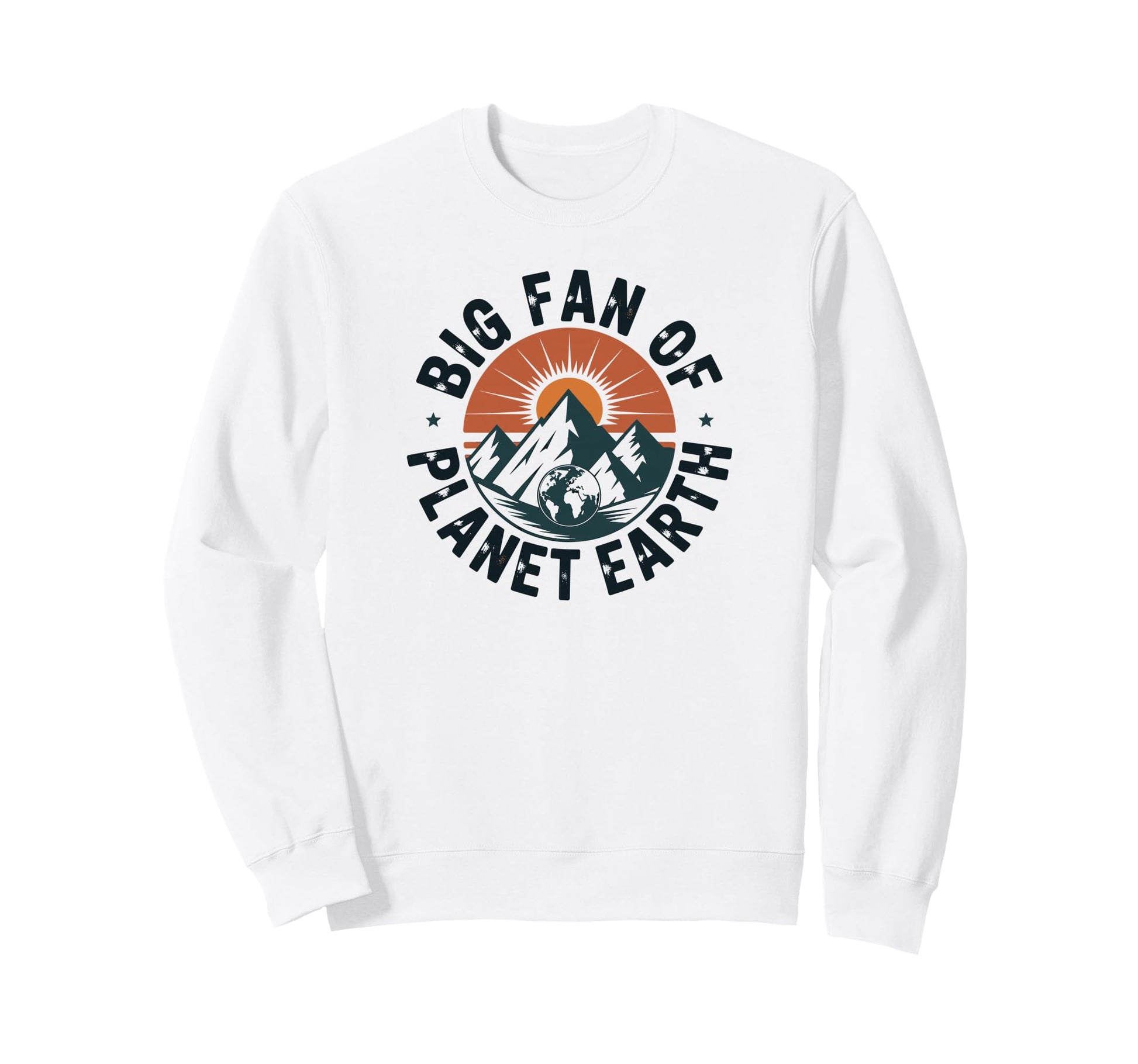 Big Fan Planet Earth 70S Rainbow Sweatshirt - Aesthetic Graphic Unisex - T-Shirt, Sweatshirt, Hoodie