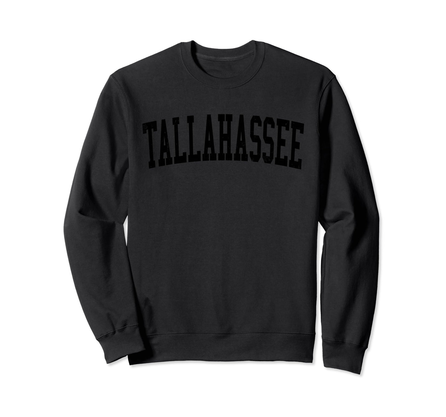 Tallahassee Fl Distressed Black Sweatshirt - Minimalist Print Men Women - T-Shirt, Sweatshirt, Hoodie