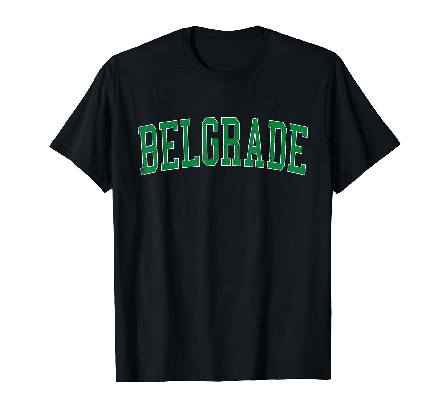 Belgrade Mt Distressed Green Varsity T-Shirt - Aesthetic Graphic Unisex - T-Shirt, Sweatshirt, Hoodie