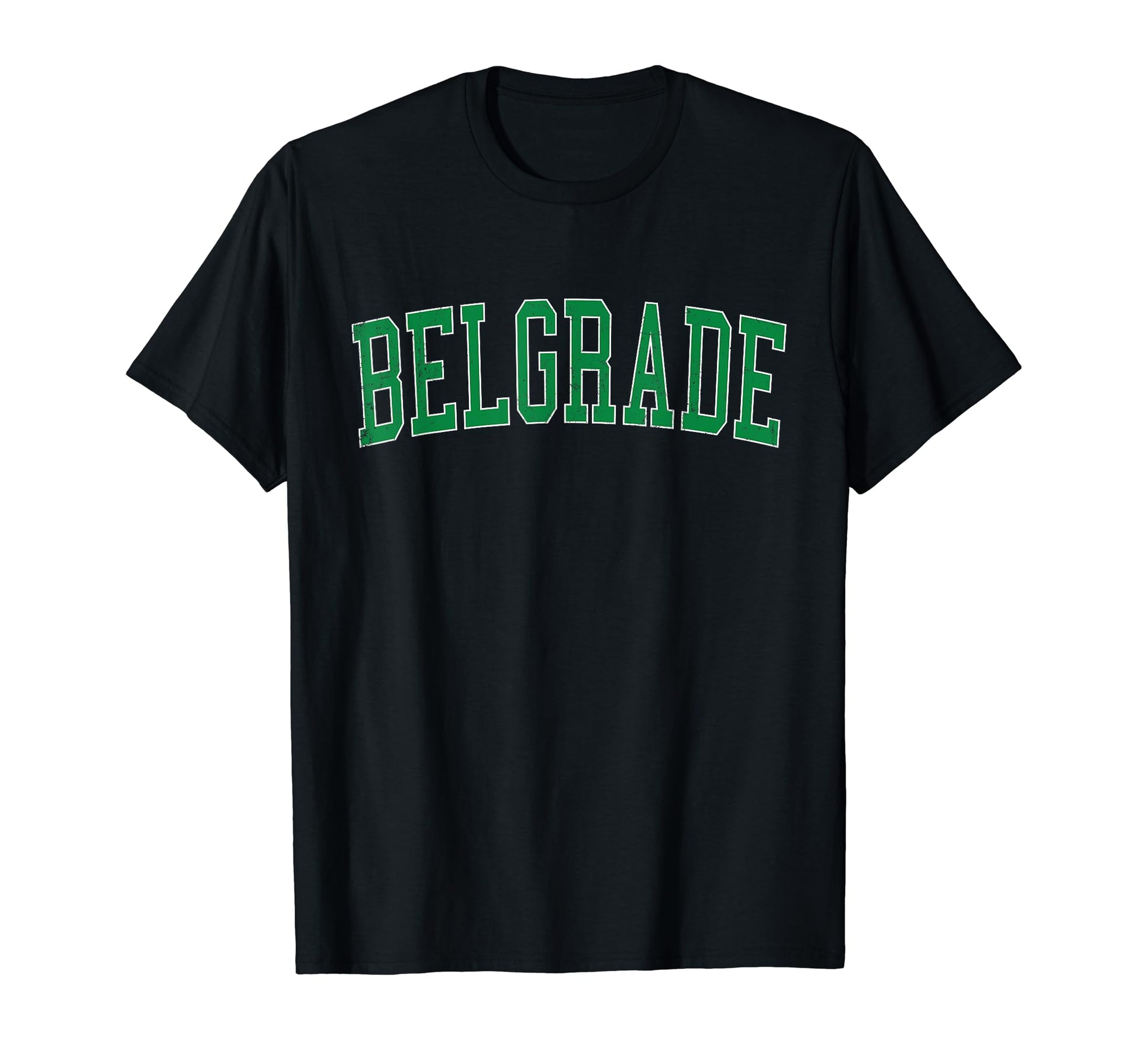 Belgrade Mt Distressed Green Varsity T-Shirt - Aesthetic Graphic Unisex - T-Shirt, Sweatshirt, Hoodie