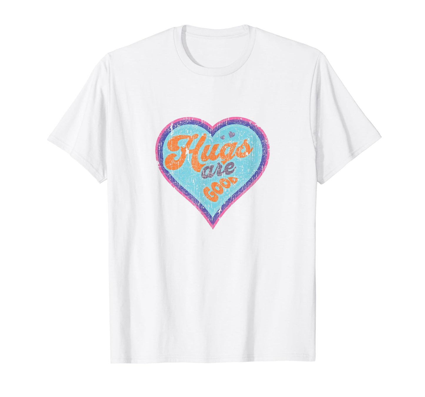 Hugs Are Good Positive Rainbow Groovy T-Shirt - Custom Art Print Unisex - T-Shirt, Sweatshirt, Hoodie