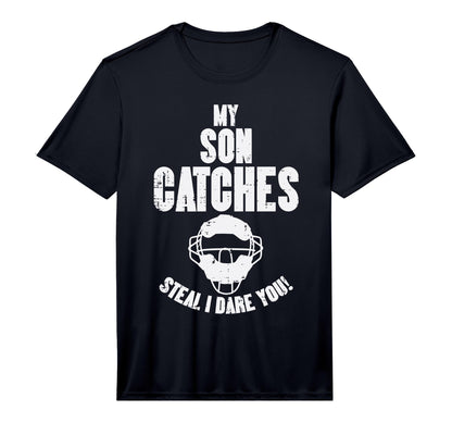 Mens My Son Catches Baseball Catcher T-Shirt - Custom Art Print for Adults - T-Shirt, Sweatshirt, Hoodie