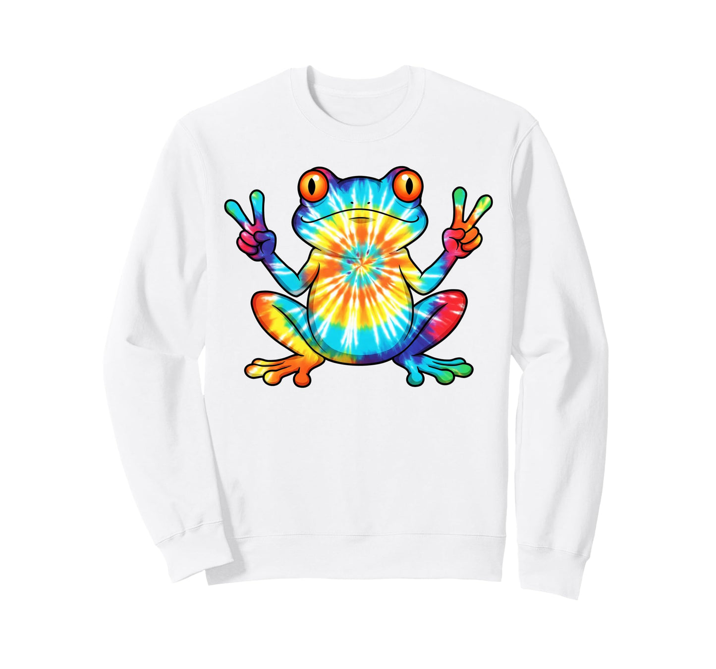 Tie Dye Frog Peace Sign Color Art Sweatshirt - Custom Art Print Unisex - T-Shirt, Sweatshirt, Hoodie