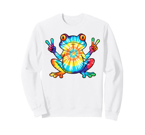 Tie Dye Frog Peace Sign Color Art Sweatshirt - Custom Art Print Unisex - T-Shirt, Sweatshirt, Hoodie