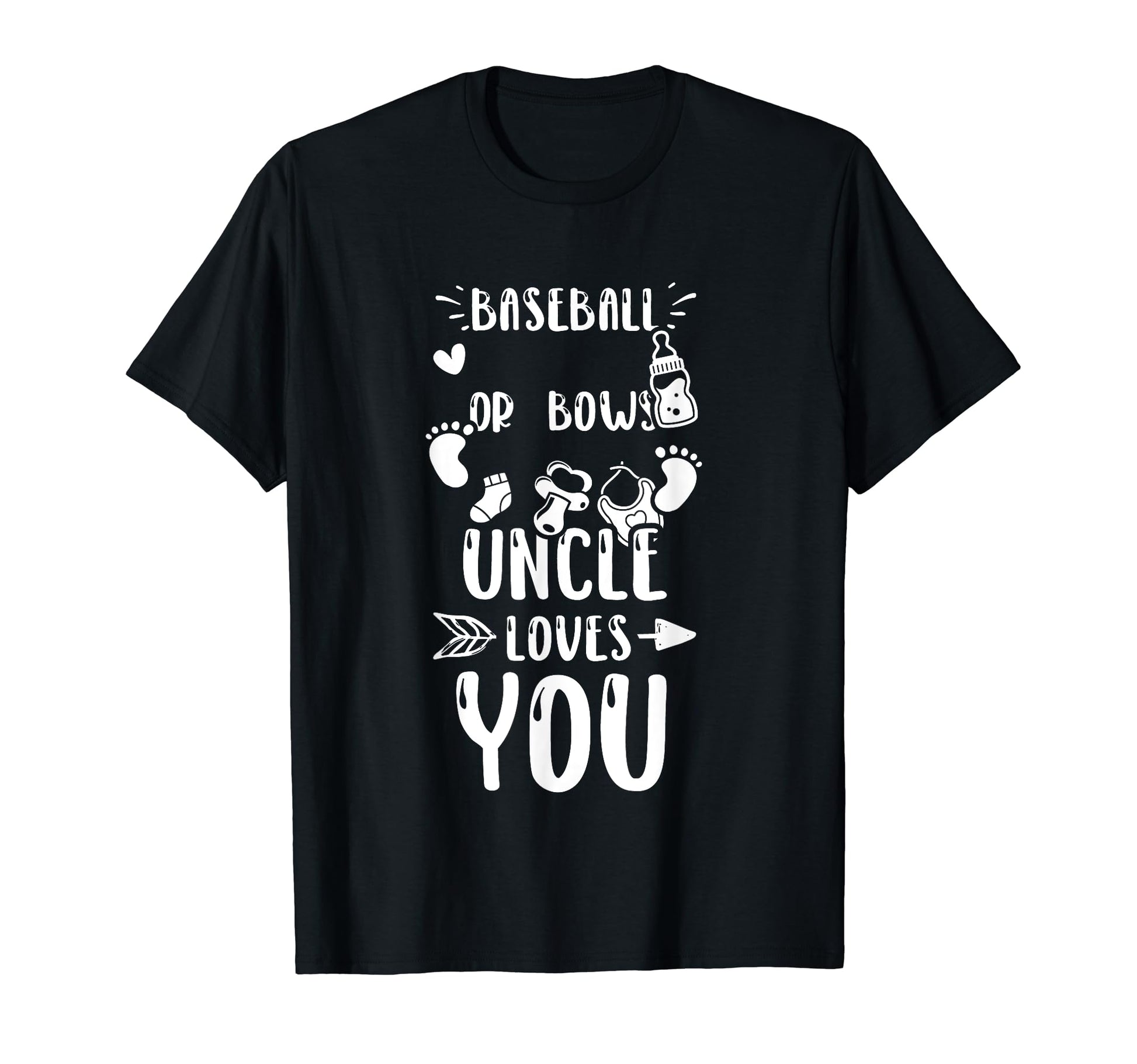 Uncle Baseball Or Bows Uncle Loves You T-Shirt - Graphic Print Men Women - T-Shirt, Sweatshirt, Hoodie