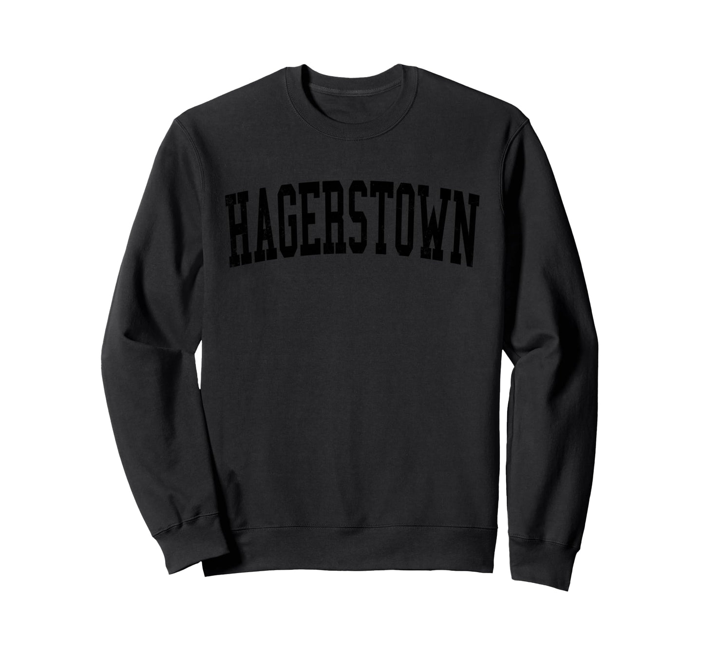 Hagerstown Md Distressed Black Sweatshirt - Unique Graphic for Adults - T-Shirt, Sweatshirt, Hoodie